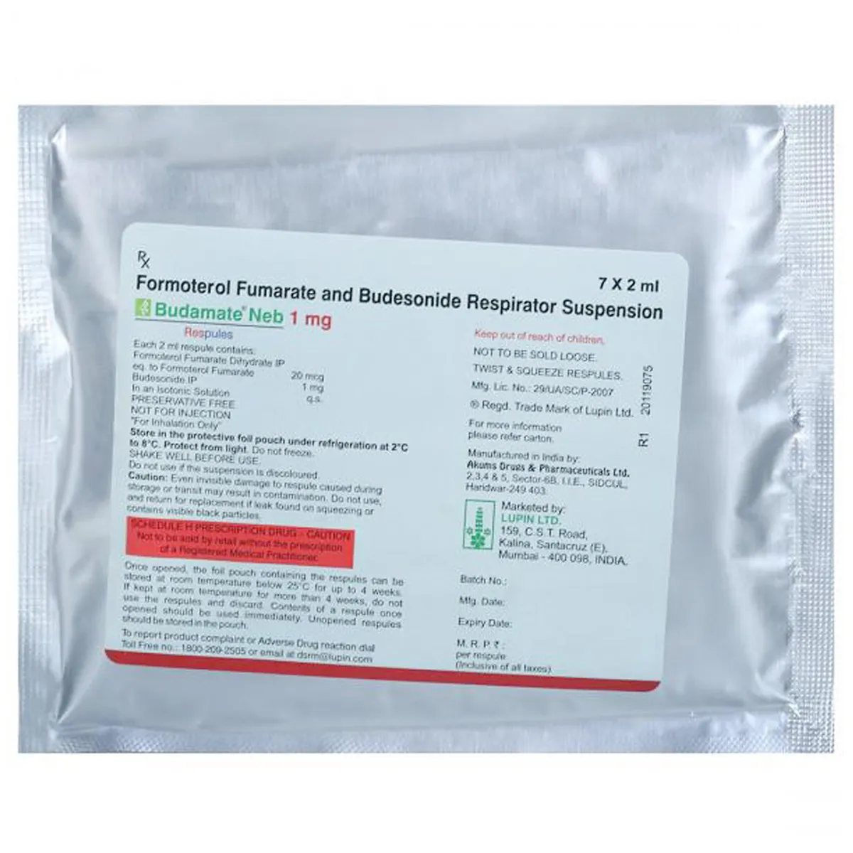 BUDAMATE NEB 1MG RESPULES 7x2ML