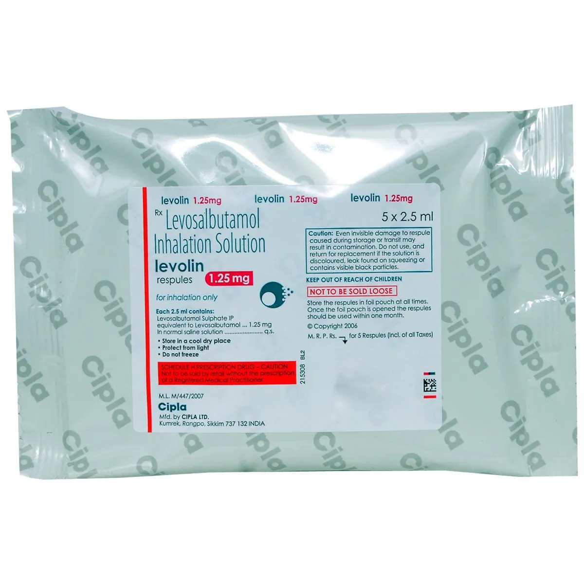 LEVOLIN 1.25MG RESPULES 2.5ML