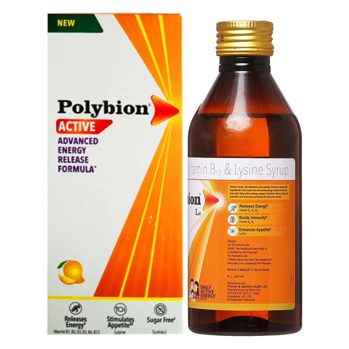 POLYBION ACTIVE SUGAR FREE SYRUP 250ML