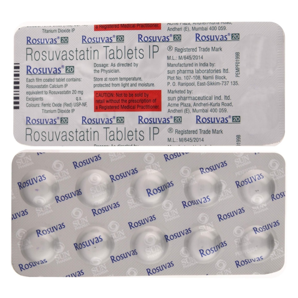 ROSUVAS 20MG TABLET 10TAB